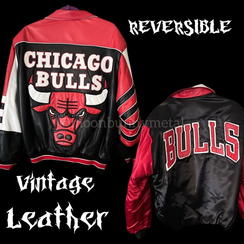 ❌SOLD❌ Vintage Chicago Bulls NBA Hamilton Reversible Leather Jacket 90s Bomber - Picture 2 of 12